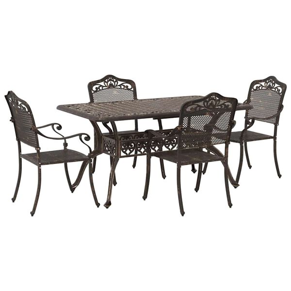 vidaXL Garten Essgruppe 5 pcs Bronze Aluminium