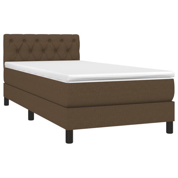 vidaXL Boxspringbett mit Matratze & LED Dunkelbraun 80x200 cm Stoff