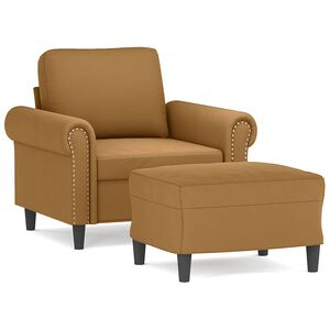 vidaXL Sessel mit Hocker Braun 60 cm Samt