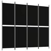 vidaXL 4-tlg. Paravent Schwarz 200x180 cm Stoff