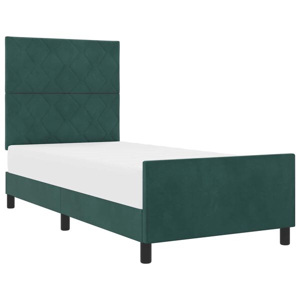 vidaXL Boxspringbett mit Kopfteil Dunkelgr&uuml;n 90 x 200 cm Samt