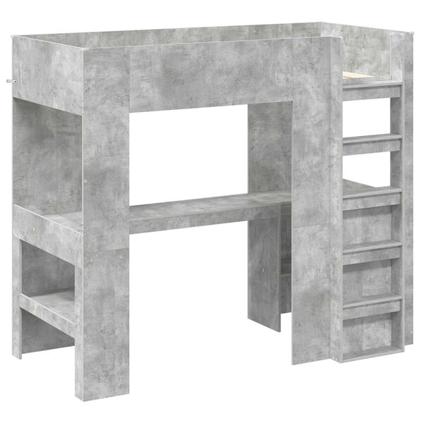 vidaXL Etagenbettgestell mit Schreibtisch Beton Grau 80 x 200 cm
