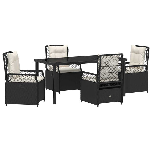 vidaXL Garten Essgruppe 5 pcs Schwarz Poly-Rattan