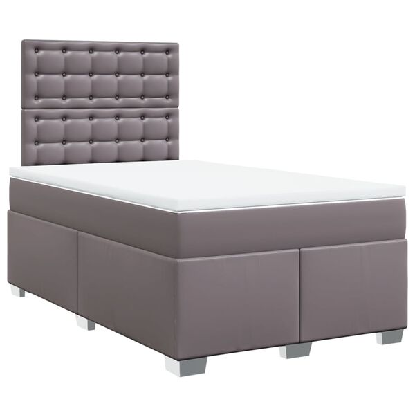 vidaXL Boxspringbett mit Matratze Grau 120x200 cm Kunstleder