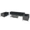 vidaXL 9-tlg. Garten-Lounge-Set mit Kissen Poly Rattan Dunkelgrau