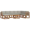 vidaXL Outdoor-Sofagarnitur mit Kissen 9 pcs Nat&uuml;rlich und Hellgrau