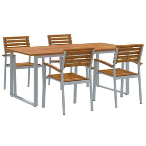 vidaXL Garten Essgruppe 5 stk. Grau Massivholz Akazie