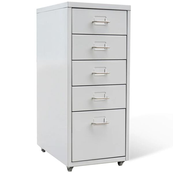 vidaXL Registerschrank mit 5 Schubladen Grau 68,5 cm Stahl