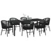 vidaXL Garten Essgruppe 7 pcs Schwarz Pulverbeschichteter Stahl