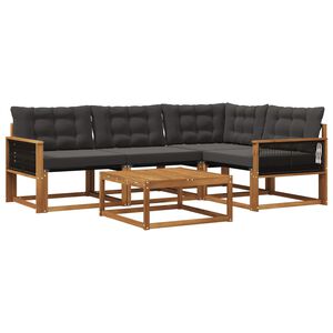 vidaXL Outdoor-Sofagarnitur mit Kissen 5 pcs Nat&uuml;rlich und Schwarz