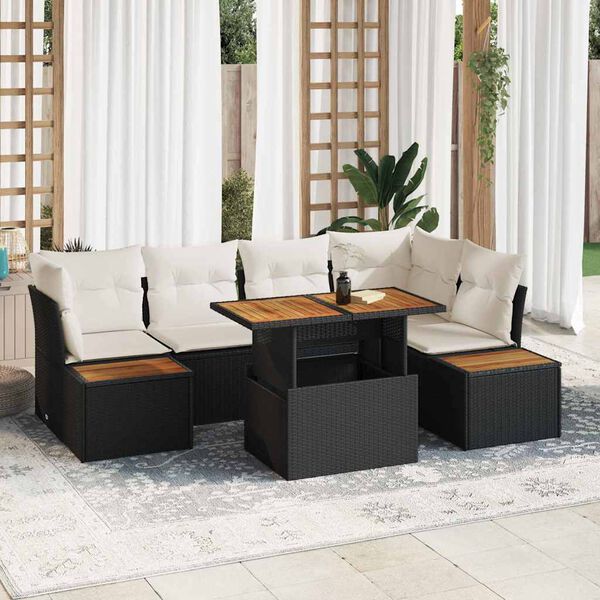 vidaXL Garten-Sofa-Set mit Speicher 10 pcs Schwarz Poly Rattan
