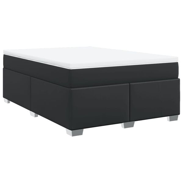 vidaXL Boxspringbett mit Matratze Schwarz 140x190 cm Kunstleder