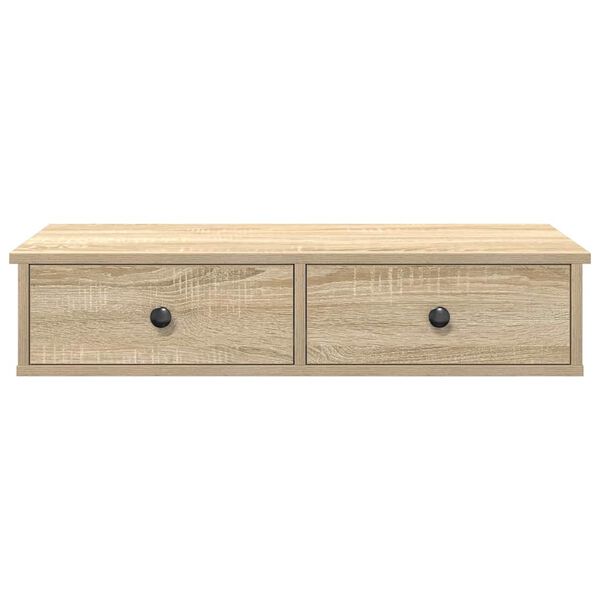 vidaXL Wandregal mit Schubladen Sonoma-Eiche 80x34x17 cm Holzwerkstoff