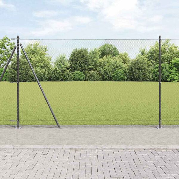 vidaXL Zaunpfosten Grau 10 x 1,5 m (13 mm Maschenweite) Stahl und PVC