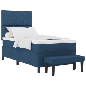 vidaXL Boxspringbett mit Kopfteil Blau 100 x 200 cm Stoff