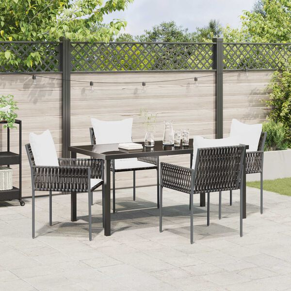 vidaXL Garten Essgruppe 5 pcs Braun und Schwarz PE-Rattan
