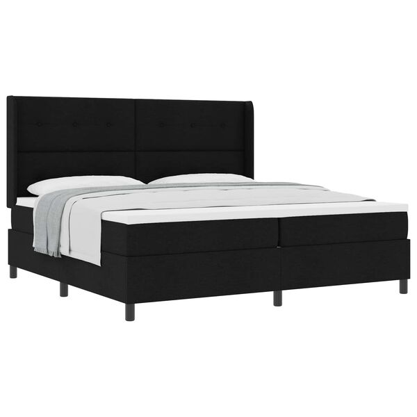 vidaXL Boxspringbett mit Matratze Schwarz 200 x 200 cm Stoff