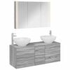 vidaXL Badezimmerm&ouml;bel-Set 4 stk. Grau Sonoma Ingenieurholz und Glas