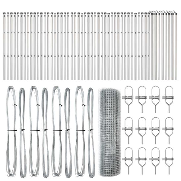 vidaXL Zaunpfosten Silber 100 x 0,5 m (16 x 16 mm Maschen) Stahl
