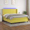 vidaXL Boxspringbett mit Matratze & LED Gr&uuml;n 180x200 cm Stoff