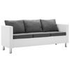 vidaXL Sofa 3-Sitzer Kunstleder Wei&szlig; und Hellgrau