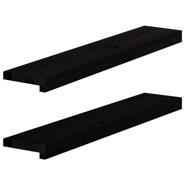 vidaXL Fensterb&auml;nke 2 Stk. Dunkelbraun 80x15x2 cm Massivholz Eiche