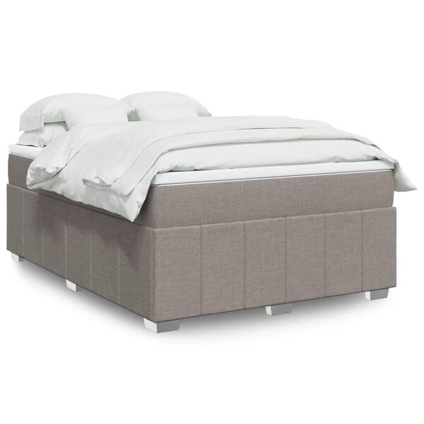 vidaXL Boxspringbett mit Matratze Taupe 140x190 cm Stoff