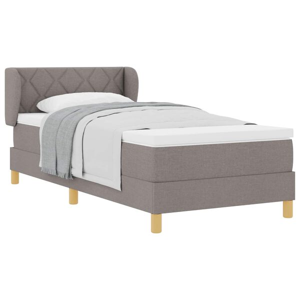 vidaXL Boxspringbett mit Matratze Taupe 100 x 200 cm Stoff