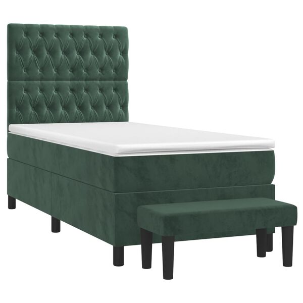 vidaXL Boxspringbett mit Matratze Dunkelgr&uuml;n 80x200 cm Samt