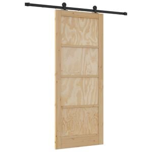 vidaXL Schiebet&uuml;r Nat&uuml;rlich und Schwarz 86 x 211 cm