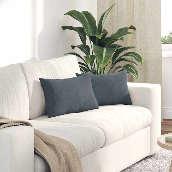 vidaXL Sofakissen 2 St&uuml;ck Dunkelgrau 50 x 30 cm Cordstoff