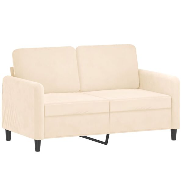 vidaXL 3-tlg. Sofagarnitur mit Kissen Creme Samt