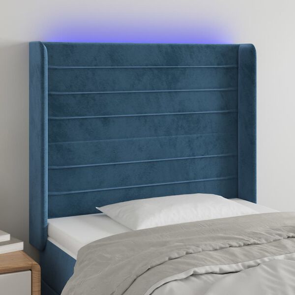 vidaXL LED Kopfteil Dunkelblau 93x16x118/128 cm Samt