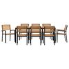 vidaXL Garten Essgruppe 9 pcs Schwarz Massivholz Akazie