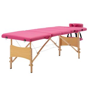 vidaXL Massageliege Klappbar 4-Zonen mit Holzgestell Rosa