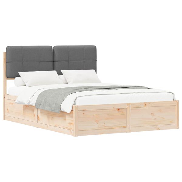 vidaXL Bettgestell mit gepolstertem Kopfteil Dunkelgrau 160 x 200 cm