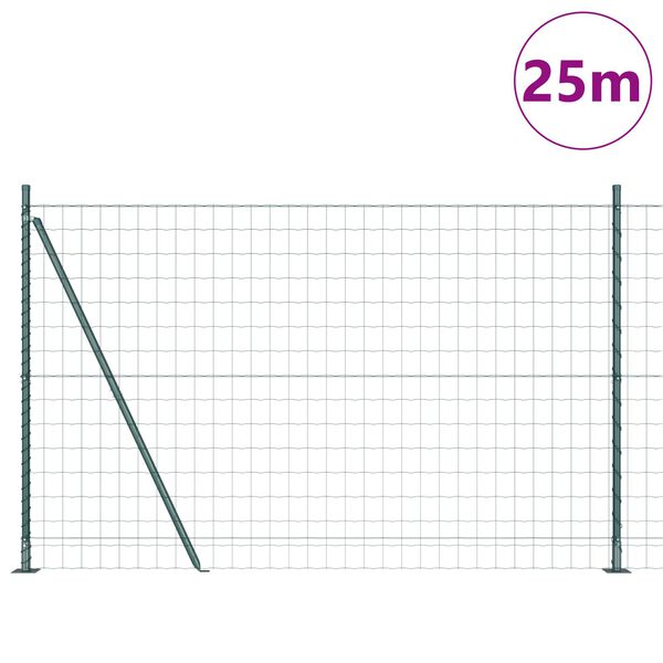 vidaXL Zaun mit Pfosten Gr&uuml;n 1,2 x 25 m Stahl und PVC