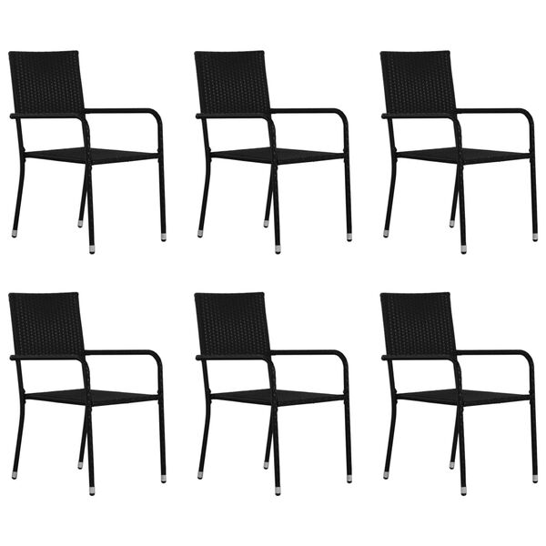 vidaXL 7-tlg. Garten-Essgruppe Poly Rattan Schwarz