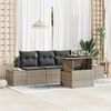 vidaXL Garten-Sofa-Set mit Kissen mit Speicher mit Kissen 5 pcs Grau