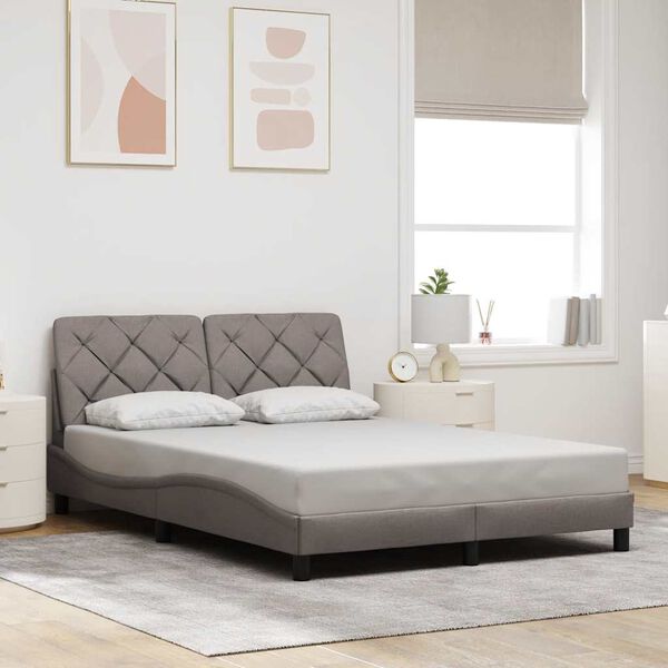 vidaXL Bettgestell mit LED ohne Matratze Taupe 140x200 cm Stoff