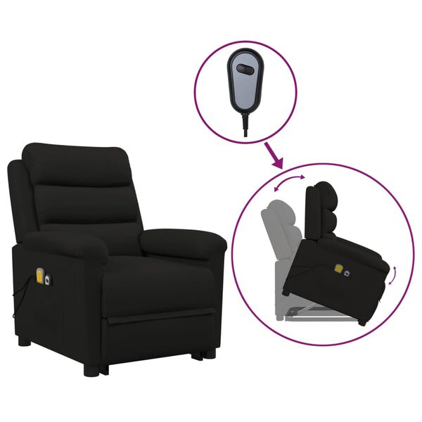 vidaXL Massagesessel mit Aufstehhilfe Schwarz Samt