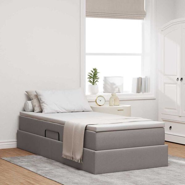 vidaXL Aufbewahrungsbett mit Matratze Taupe 90 x 190 cm Polyester