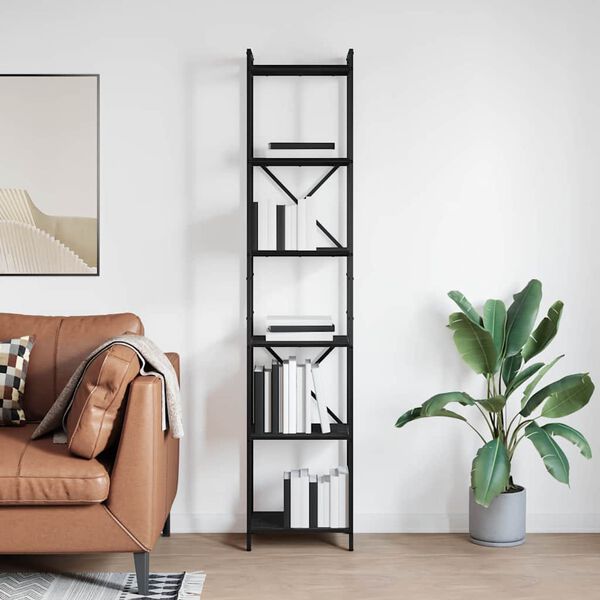 vidaXL B&uuml;cherregal Schwarz Eichen-Optik 40 x 30 x 189,5 cm