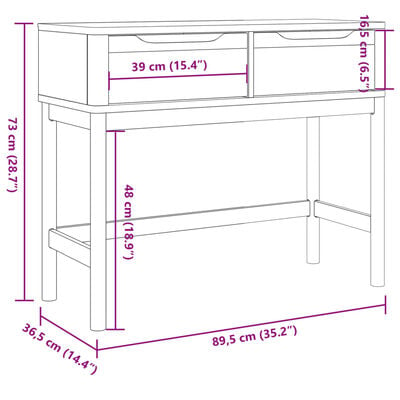 vidaXL Konsolentisch FLORO Wachsbraun 89,5x36,5x73cm Massivholz Kiefer