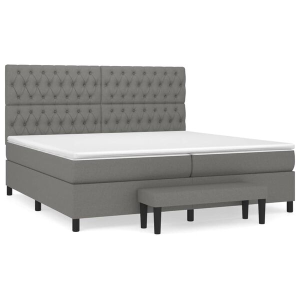vidaXL Boxspringbett mit Matratze Dunkelgrau 200x200 cm Stoff