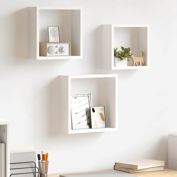 vidaXL W&uuml;rfelregale 3 Stk. Wei&szlig; MDF