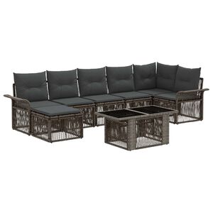vidaXL Gartensofa-set 8 stk. Grau und Dunkelgrau Poly-Rattan