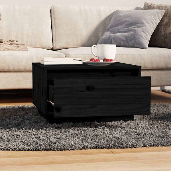 vidaXL Couchtisch Schwarz 55x56x32 cm Massivholz Kiefer