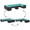 vidaXL 10-tlg. Garten-Lounge-Set mit Kissen Schwarz Poly Rattan