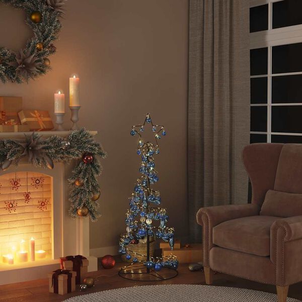 vidaXL LED Weihnachtsbaum mit Kugeln 80 LEDs Warmwei&szlig; 120 cm